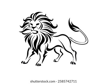 Majestic Lion Tribal Tattoo Design - Vector Illustration