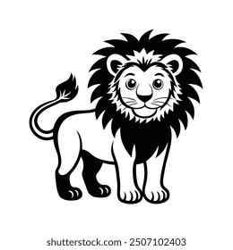 Majestic Lion Vector Illustration - Cartoon Clipart and Line Art Design