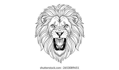 O olhar feroz de um leão majestoso captura o espírito selvagem da savana nesta ilustração impressionante