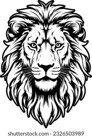 Majestic lion's head in a captivating vector illustration. Symbolizes power, courage, and leadership. Perfect for designs celebrating the regal beauty of the king of the jungle