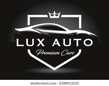 Majestic logo design representing a luxury auto dealership, showcasing sleek lines and elegance. Perfect for premium car brands highlighting opulence and sophistication.