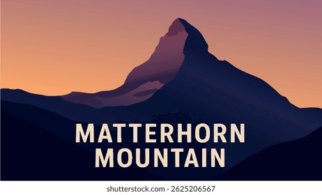 The majestic Matterhorn Mountain stands as an imposing symbol of the Swiss Alps, its snow-covered peak reaching for the sky.