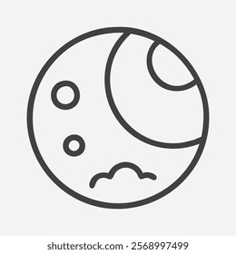 Majestic Moon Icon Line Art – Elegant and Minimalistic Lunar Illustration