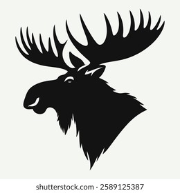 Majestic Moose Head Silhouette - Bold Wildlife Illustration