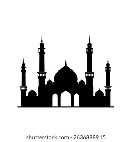 Majestic mosque silhouette islamic architecture design.