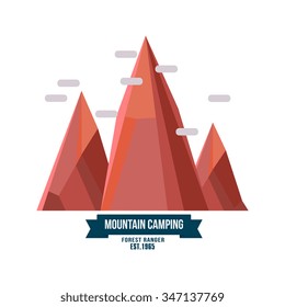 Majestic mountain peak vector illustration in flat style