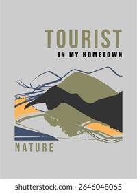 Majestic mountain scenery in a stylized design, perfect for outdoor brands, hiking apparel, and nature lovers.