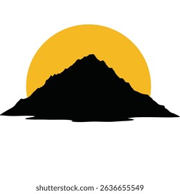 Majestic mountain silhouette at sunset golden hour.