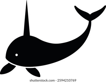 Majestic Narwhal Silhouette Swimming in Ocean