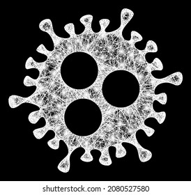Majestic network Covid virus with light spots on a black background. Light vector mesh based on Covid virus pictogram, with irregular network and light dots.