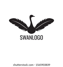 majestic open wing beautiful swan vector logo design template