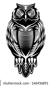 Majestic owl bird for mascot or tattoo design or idea of logo. Jpeg version also available in gallery