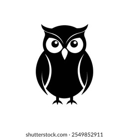 Majestic Owl Silhouette Vector for Elegant Designs on White Background