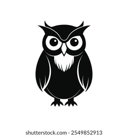 Majestic Owl Silhouette Vector for Elegant Designs on White Background