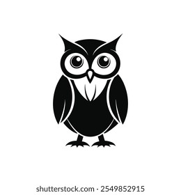 Majestic Owl Silhouette Vector for Elegant Designs on White Background