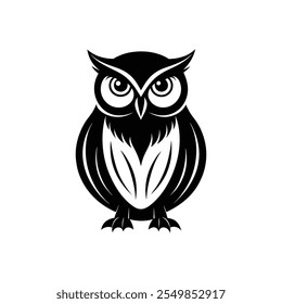 Majestic Owl Silhouette Vector for Elegant Designs on White Background