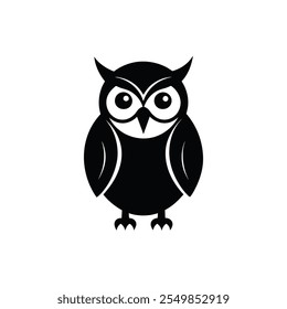 Majestic Owl Silhouette Vector for Elegant Designs on White Background