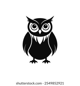 Majestic Owl Silhouette Vector for Elegant Designs on White Background