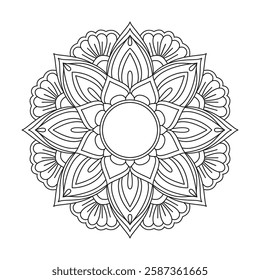 Majestic Peacock Mandala Coloring Book Page