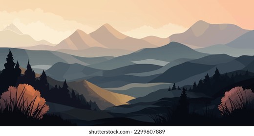 Majestic Peaks and Rolling Hills Landscape