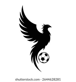 Majestic phoenix futebol logotipo design silhueta preta.