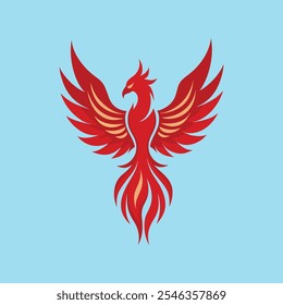 Majestic phoenix tattoo design featuring spread wings, vibrant vector artwork, perfect for tattoos or decorative projects.