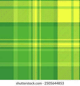 Majestic plaid background seamless, everyday check tartan fabric. Official vector textile pattern texture in green and lime colors palette.