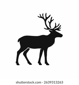 Majestic Reindeer Silhouette: A Striking Vector Illustration of a Reindeer
