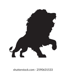 Majestic Roaring Lion Silhouette with Clean and Defined Lines - Lion Vector - Lion Icon
