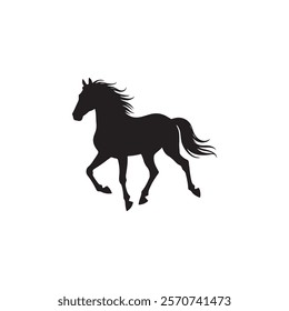 Majestic Running Horse Silhouette - Elegant and Powerful Black