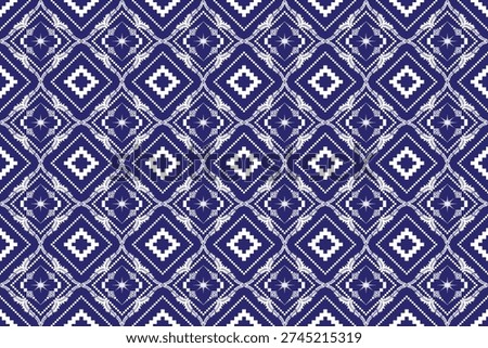 A majestic seamless geometric pattern featuring sophisticated white mandala motifs and intricate pixelated diamond ornaments on a deep imperial navy background. This high-end design reflects a fusion of royal heritage and modern digital elegance. Ideal for luxury brand packaging, premium textile fashion, corporate identity backdrops, and exclusive interior decor.