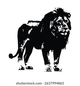 Majestic Silhouette of a Lion on a white background