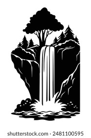 Majestic Silhouette of a Waterfall