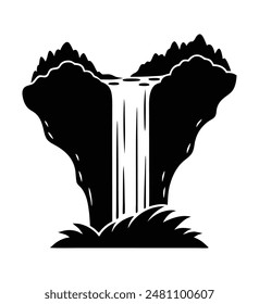 Majestic Silhouette of a Waterfall