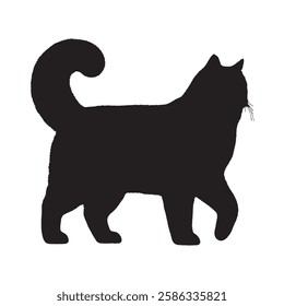 Majestic Solid Black Cat Silhouette for Logos and Branding - Cat Vector - Cat Illustration
