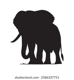 Majestic Solid Black Elephant Silhouette for Logos and Branding - Elephant Vector - Elephant Illustration
