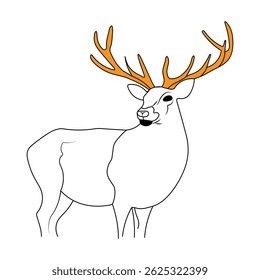 Majestic stag head silhouette vector illustration showcases wild antlered mammal