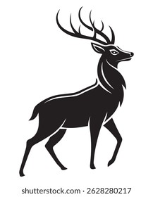 Majestic Stag Silhouette Isolated on White Background