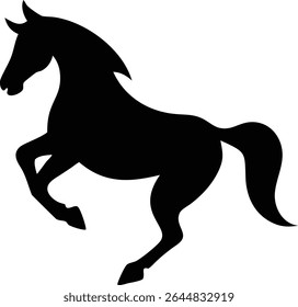Majestic Stallion Silhouette Elegant Black Horse Illustration .