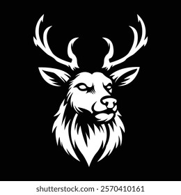 majestic strong deer face head silhouette perfect for team mascot or club symbol vector illustration design