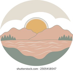 A majestic sunrise lake vector