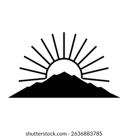 Majestic sunrise over silhouetted mountain peaks.