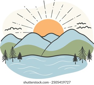 a majestic sunrise vector silhouttee