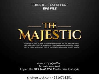 majestic text effect, font editable, typography, 3d text. vector template