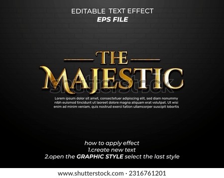 majestic text effect, font editable, typography, 3d text. vector template