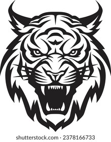 Majestic Tiger Face Logo Shadowed Beastly Insignia