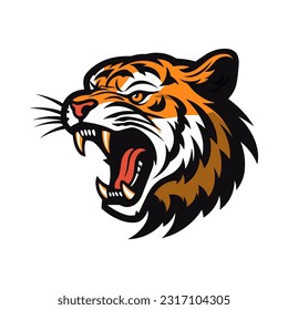 Majestic tiger hand drawn logo illustration capturing strength and beauty. Perfect for bold and fierce brand identities