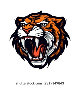 Majestic tiger hand drawn logo illustration capturing strength and beauty. Perfect for bold and fierce brand identities