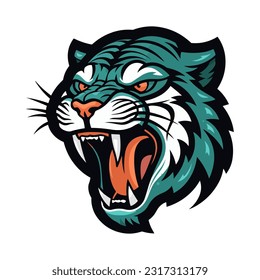 Majestic tiger hand drawn logo illustration capturing strength and beauty. Perfect for bold and fierce brand identities