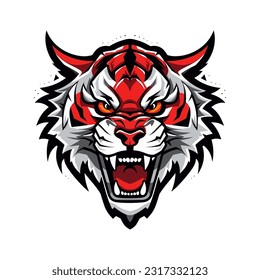 Majestic tiger hand drawn logo illustration capturing strength and beauty. Perfect for bold and fierce brand identities